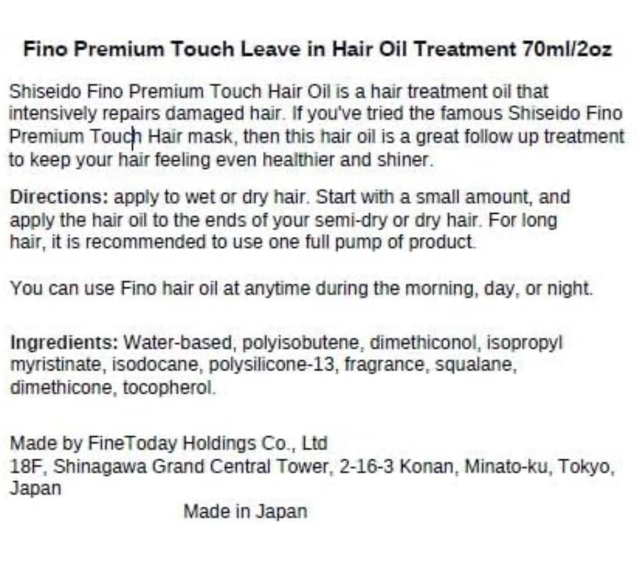 Fino Leave In Oil