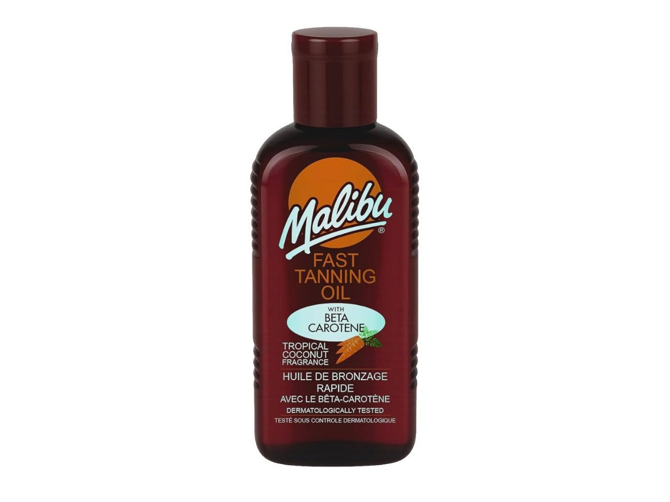 Malibu Fast Tanning Oil 200ml
Sun Bronzing, with Beta Carotene, Water Resistant, Tropical Coconut Fragrance