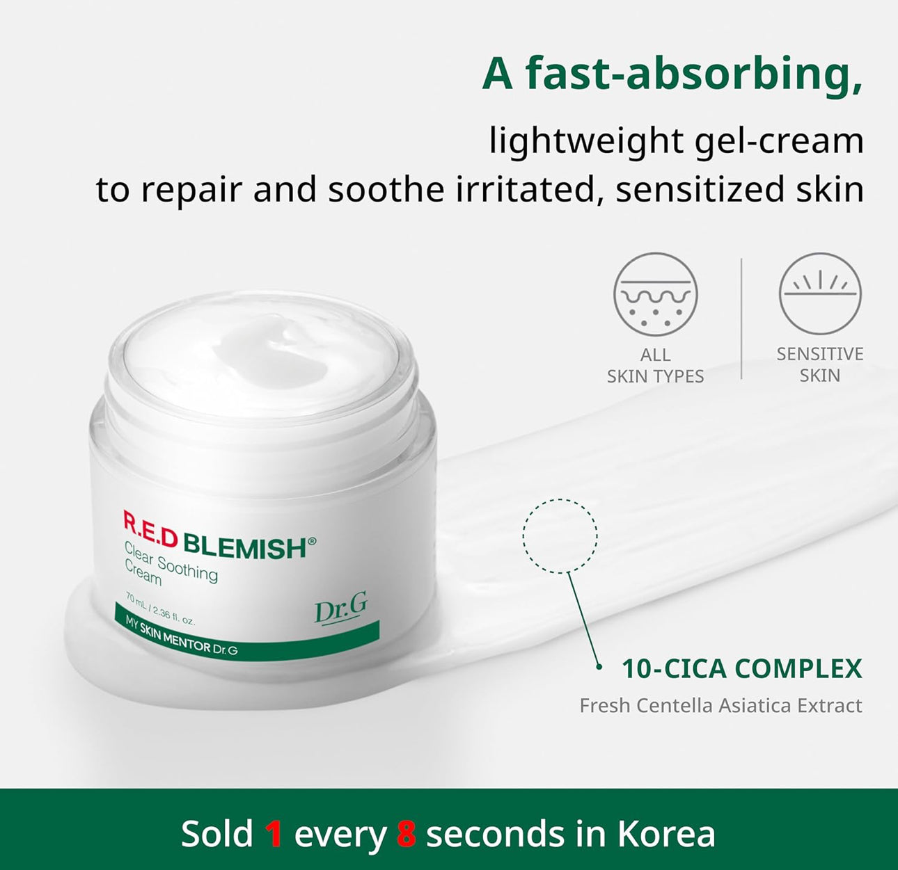 Dr.G Red Blemish Clear Soothing Korean Moisturizer Face Cream, 50ml K.Beauty