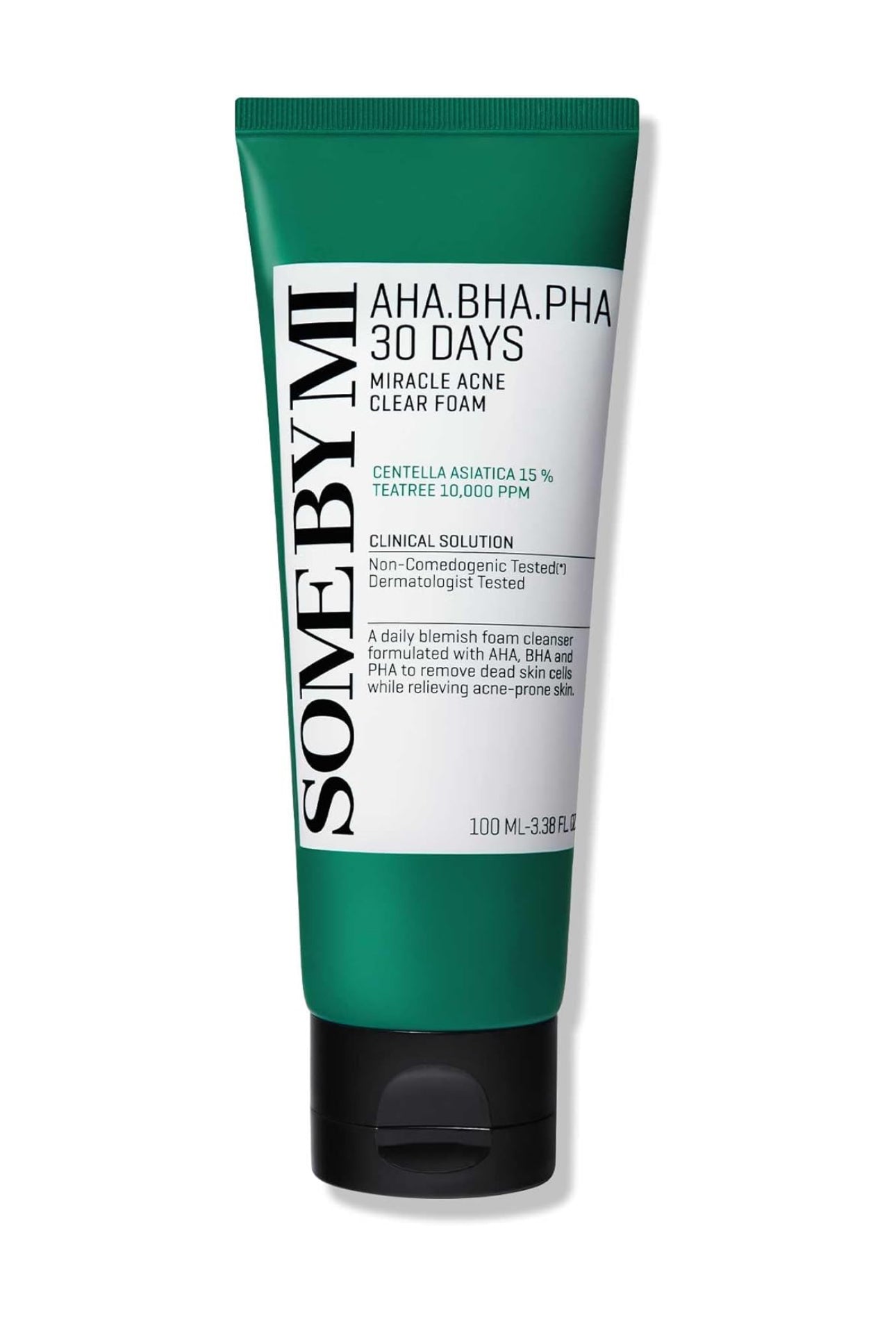 SOME BY MI AHA BHA PHA 30 Days Miracle Acne Clear Foam - 3.38Oz, 100ml - Made from Tea Tree Leaf for Acne Prone Skin - Daily Acne Face Wash for Removing Sebum and Dead Cells - Korean Skin Care