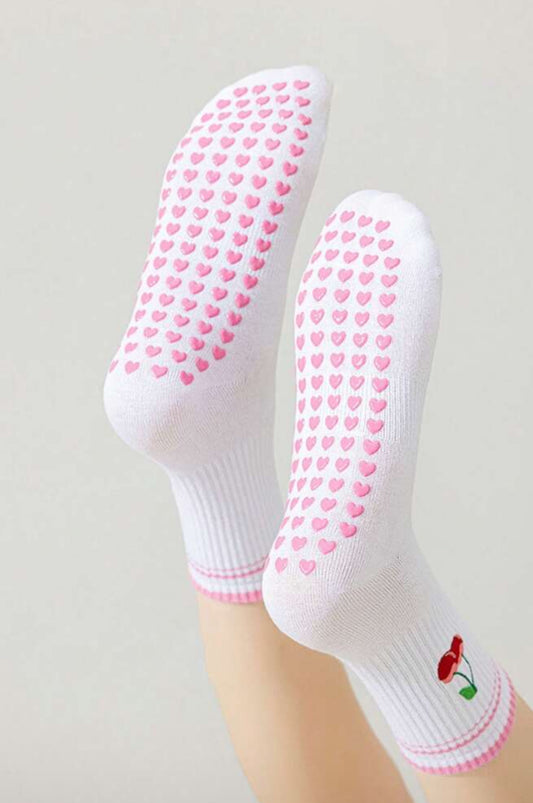 Cherry Pilates Grip Socks